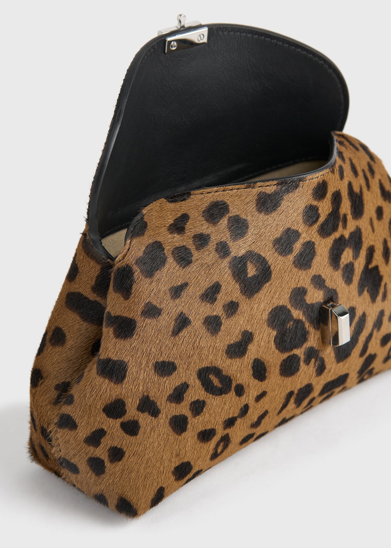 Mini T-lock pony hair clutch leopard
