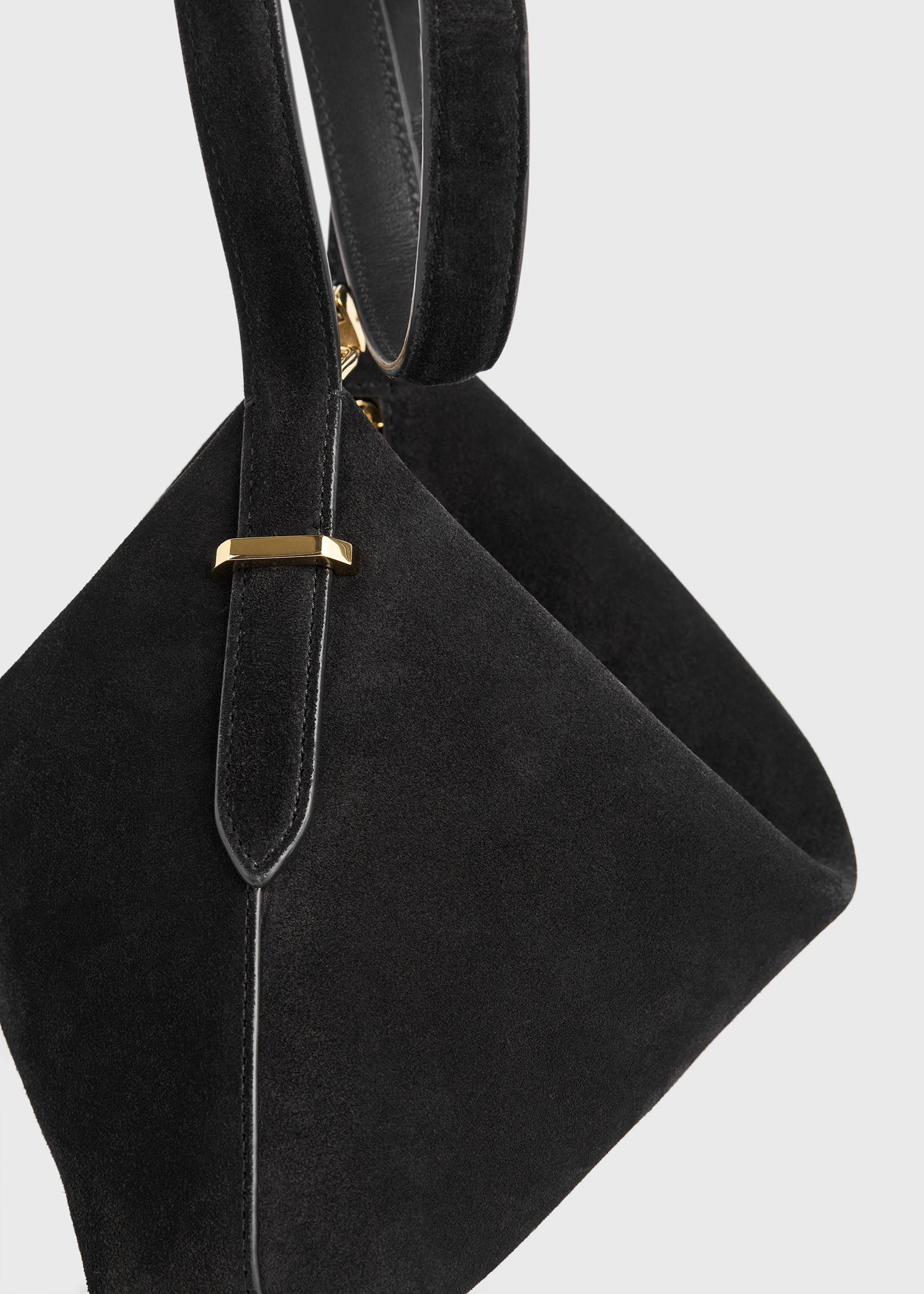 Bevel suede wristlet black