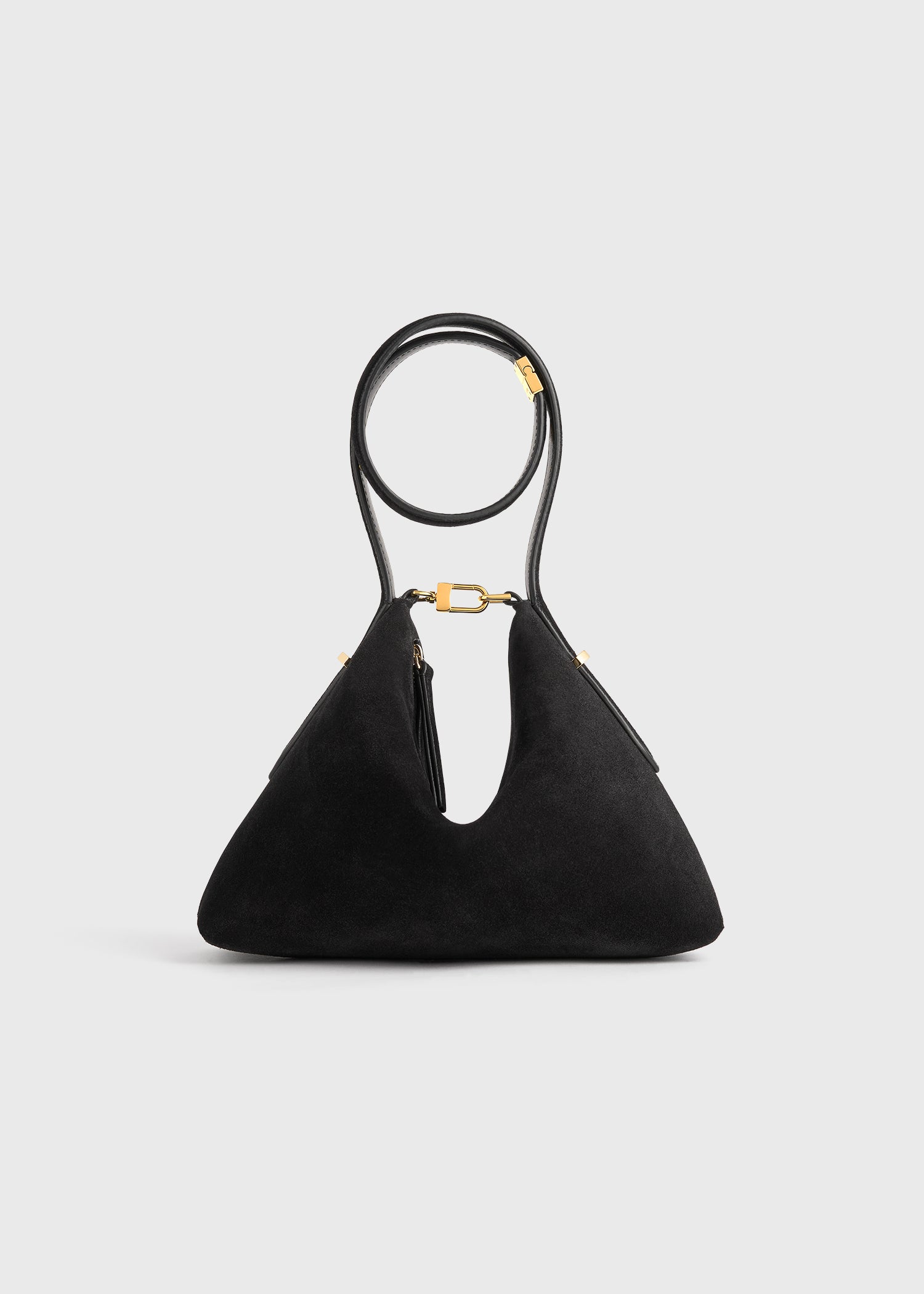 Bevel suede wristlet black