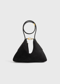 Bevel suede wristlet black
