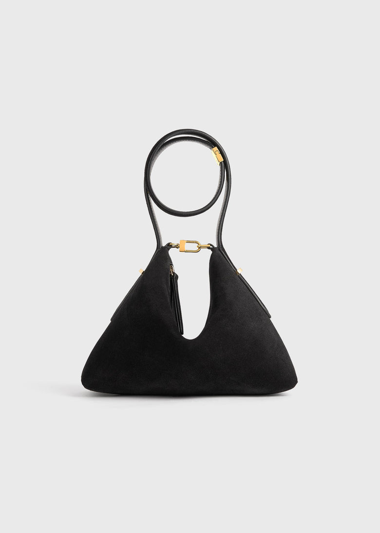 Bevel suede wristlet black