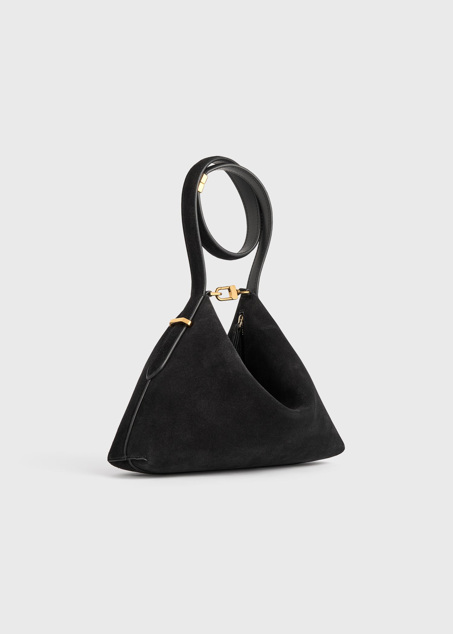 Bevel suede wristlet black