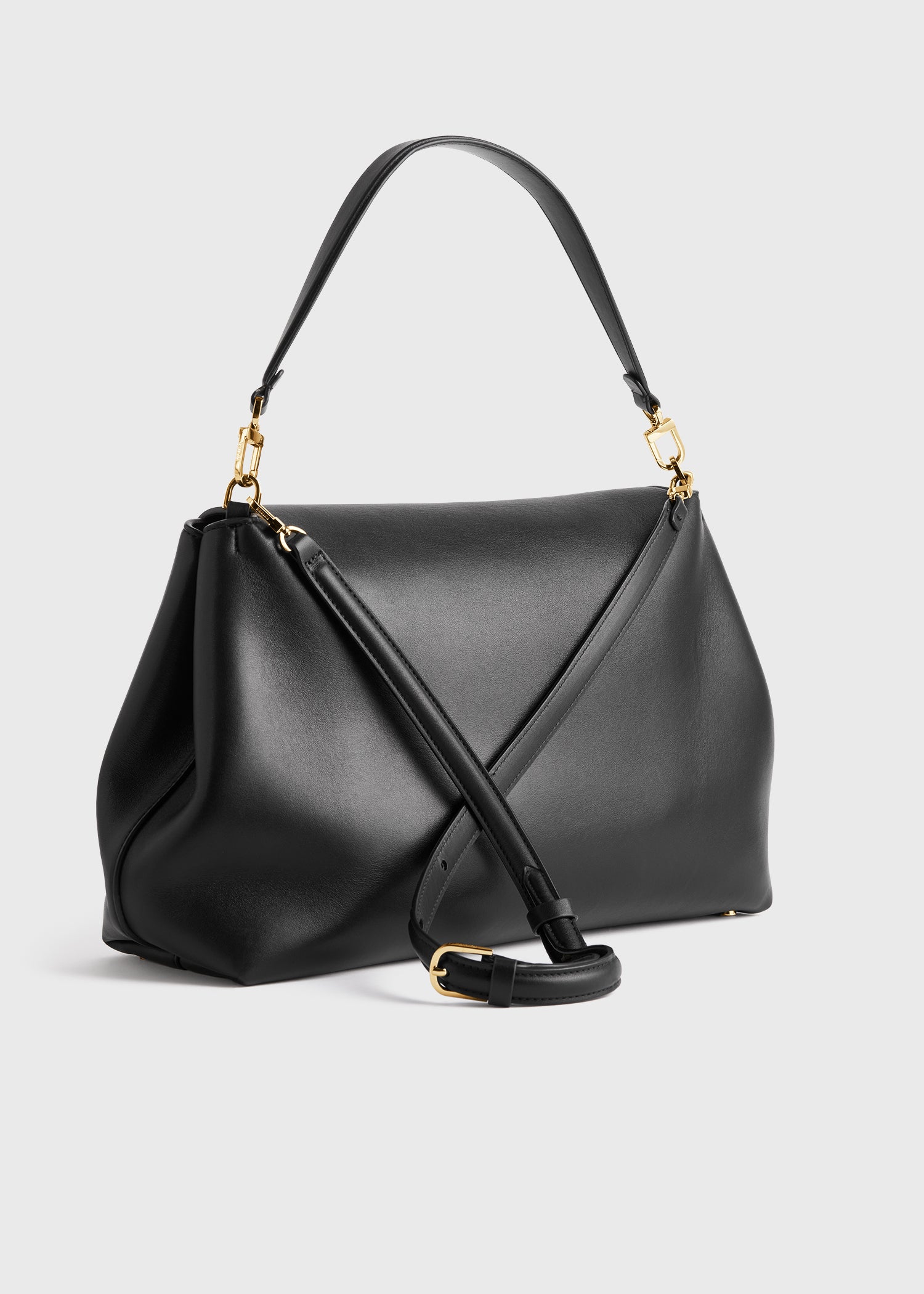 T-lock leather satchel black – TOTEME