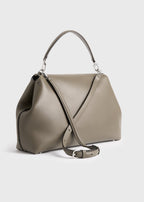 T-lock leather satchel taupe