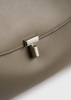 T-lock leather satchel taupe