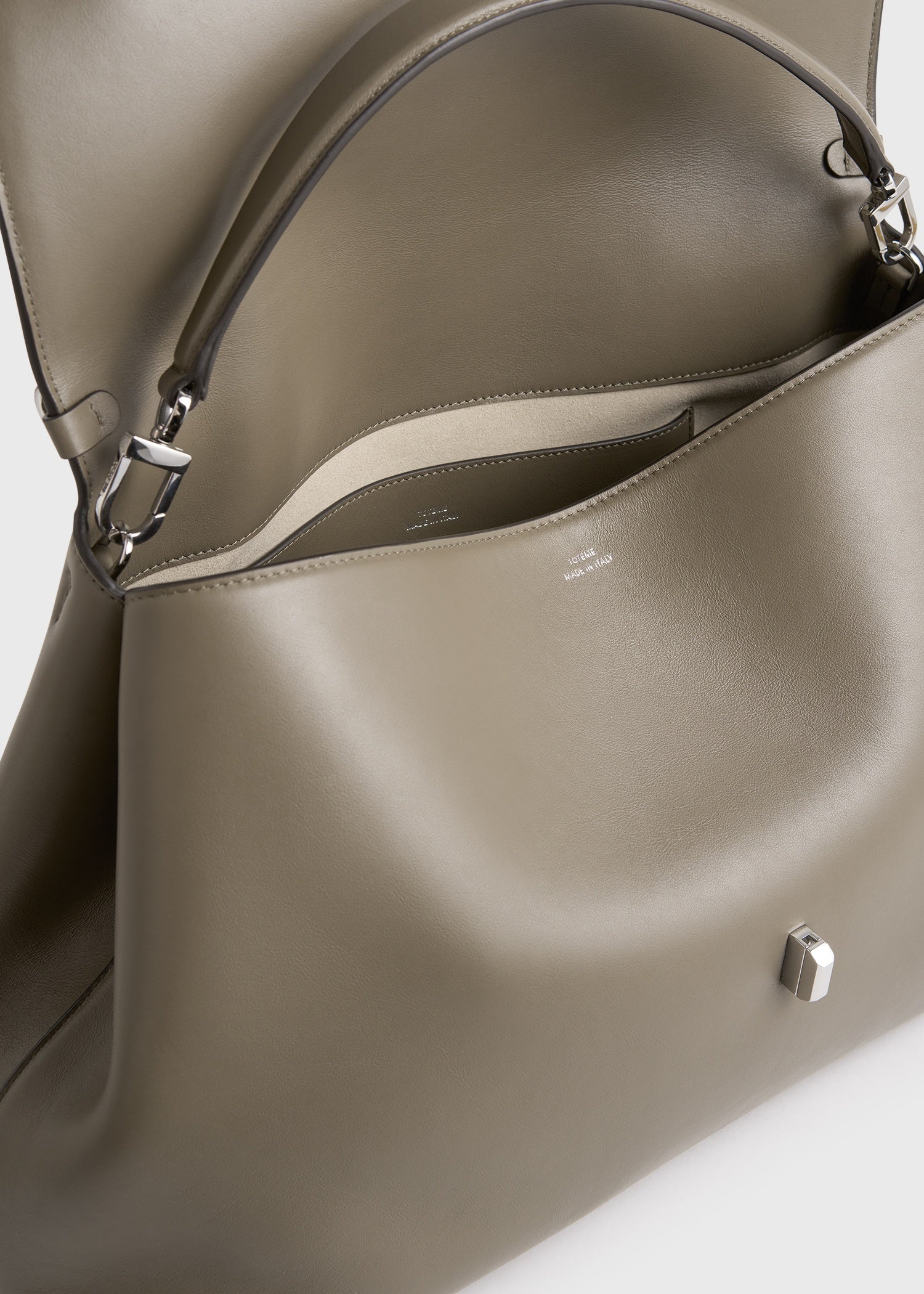 T-lock leather satchel taupe