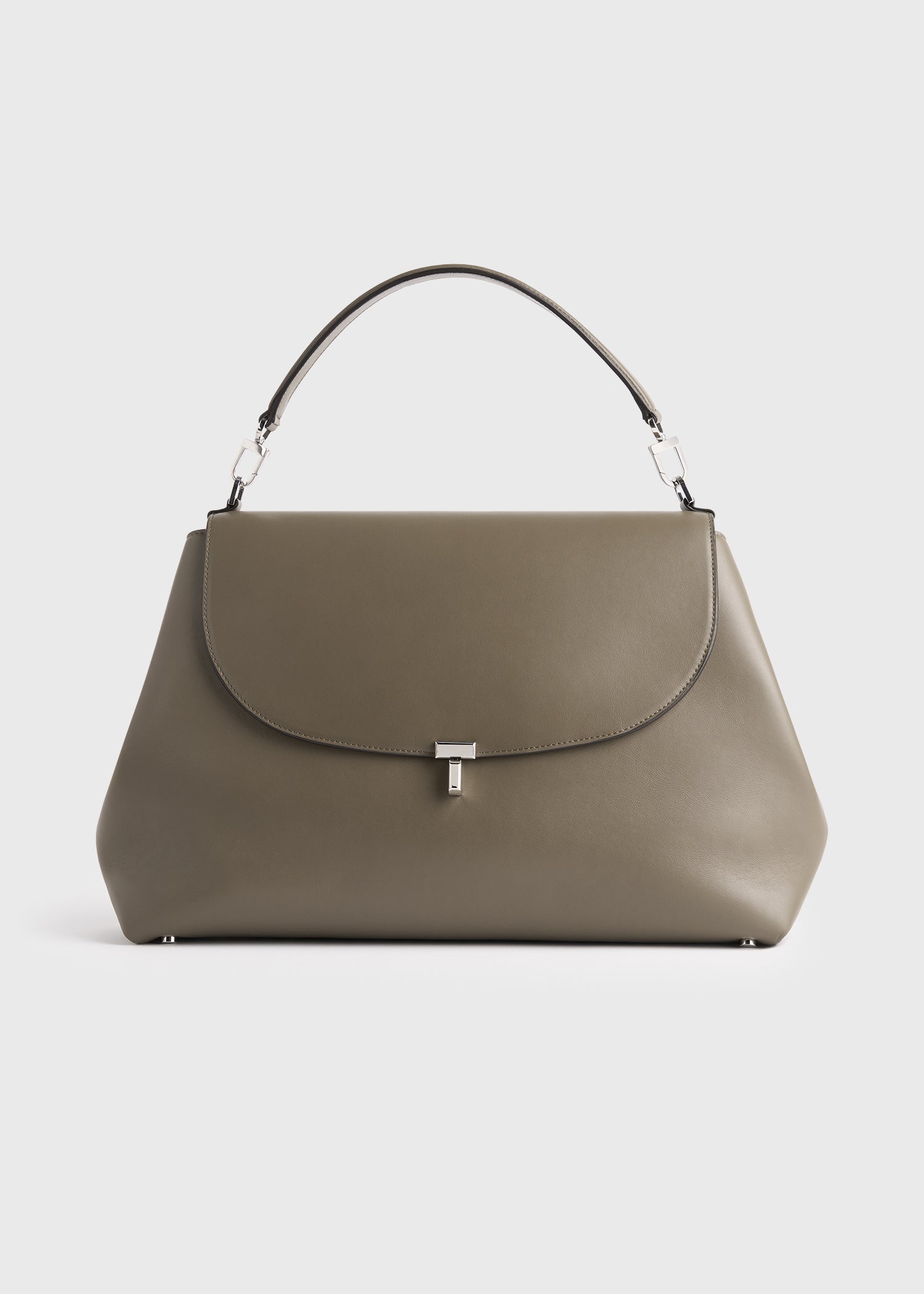 T-Lock leather satchel taupe – TOTEME