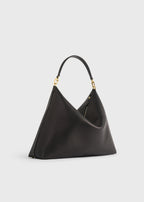Bevel grained-leather bag black