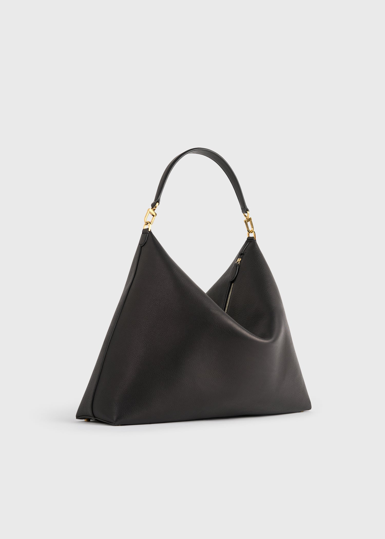 Bevel grained-leather bag black