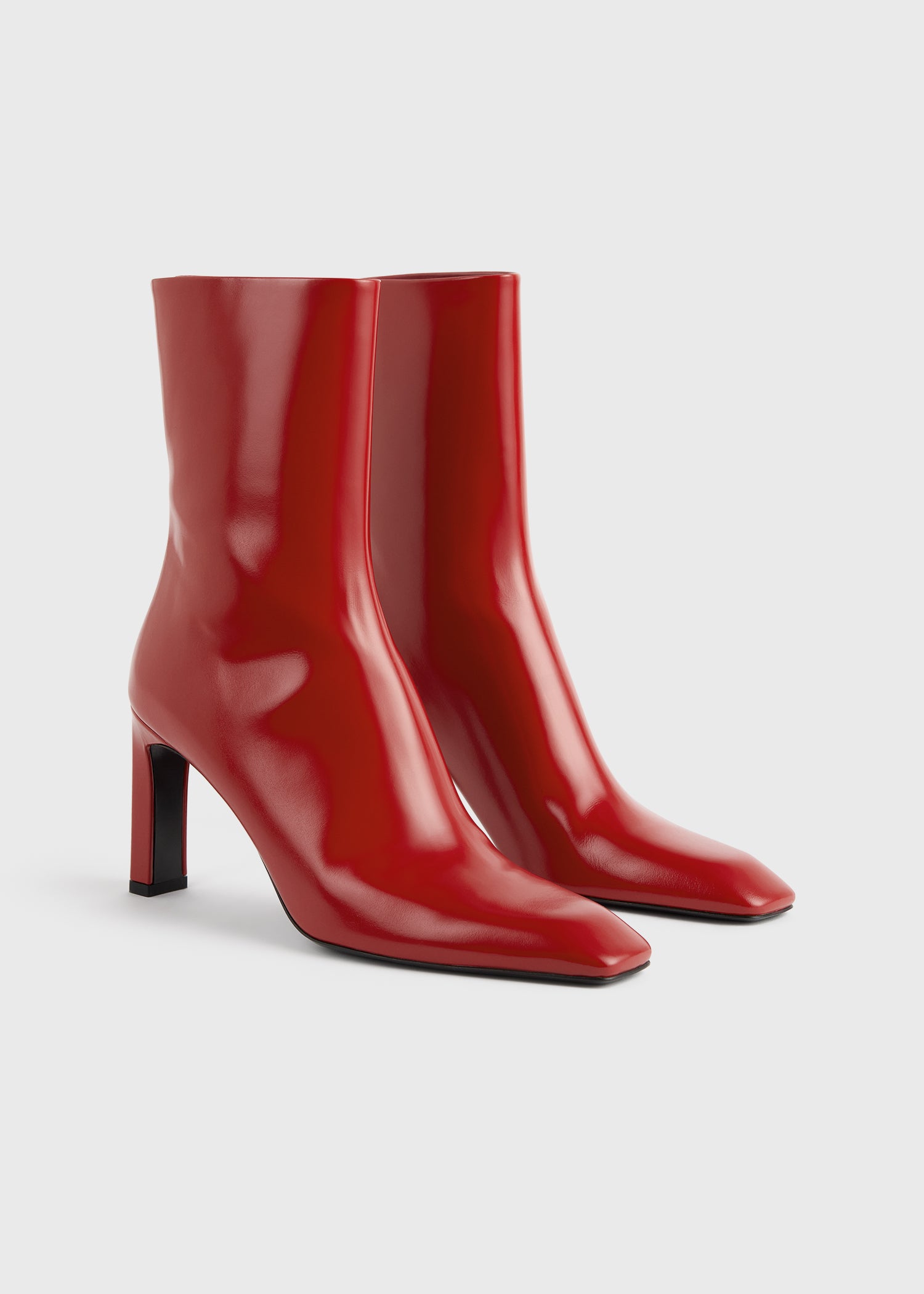 Bar glossy leather boots red