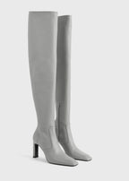 Nappa over-the-knee boots light grey