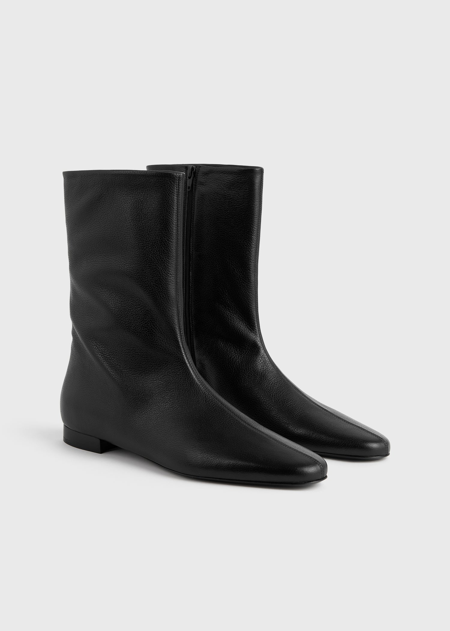 Grained-leather ankle boots black