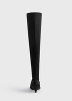 Satin knee-high boots black