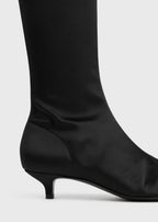 Satin knee-high boots black