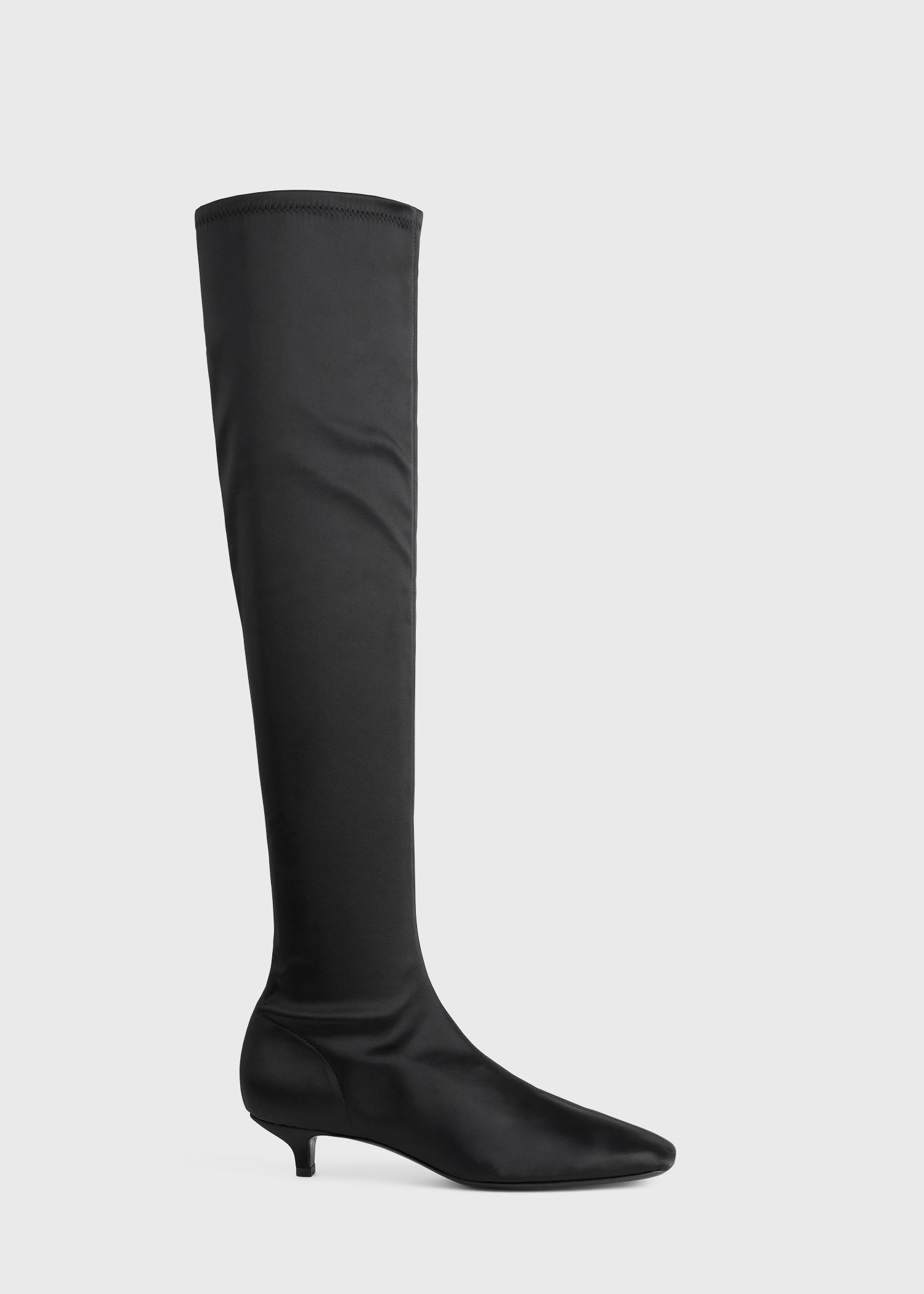 Satin knee-high boots black