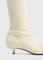 Satin knee-high boots milk