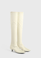 Satin knee-high boots milk