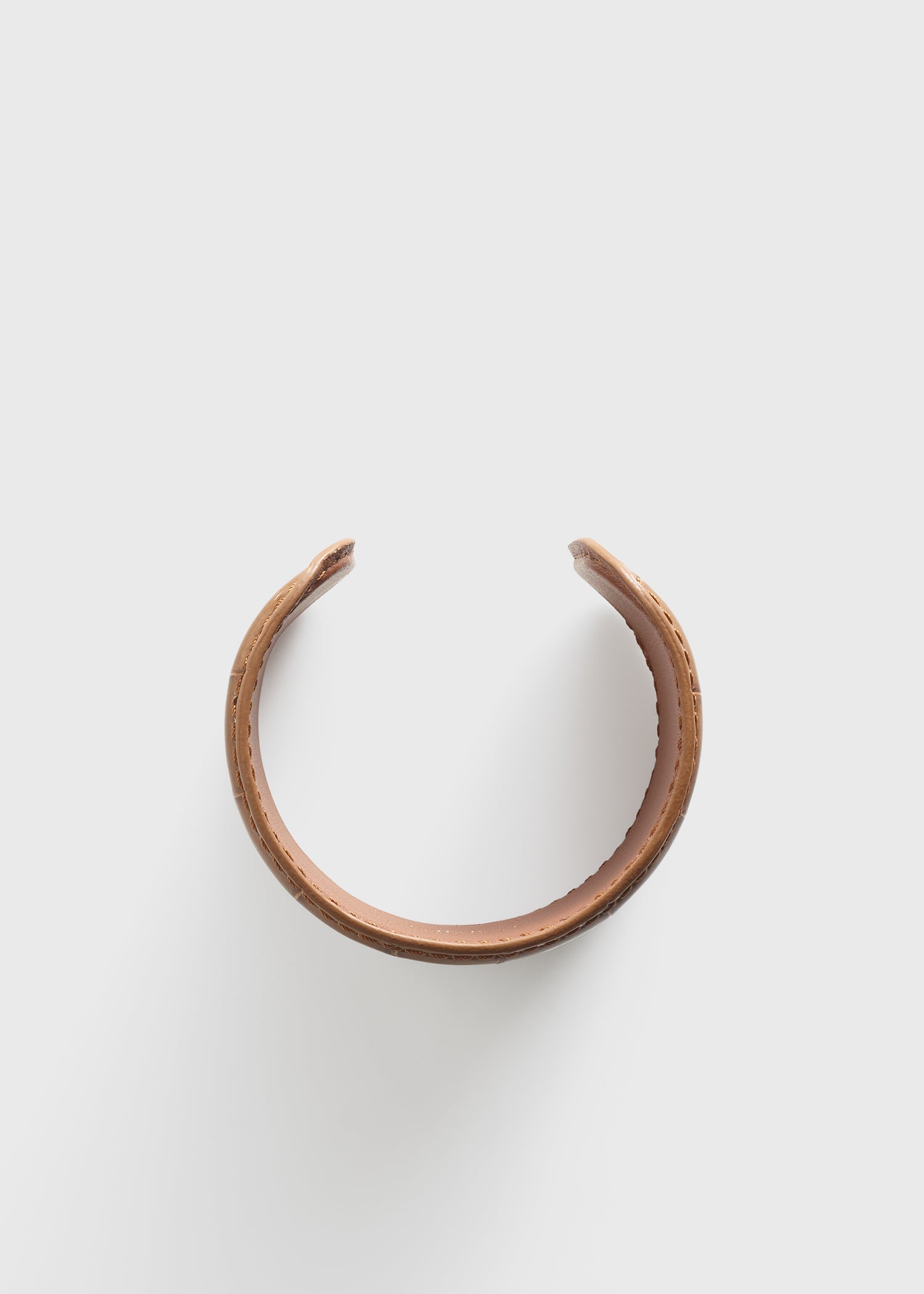 Croco-embossed cuff camel