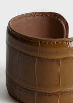 Croco-embossed cuff camel