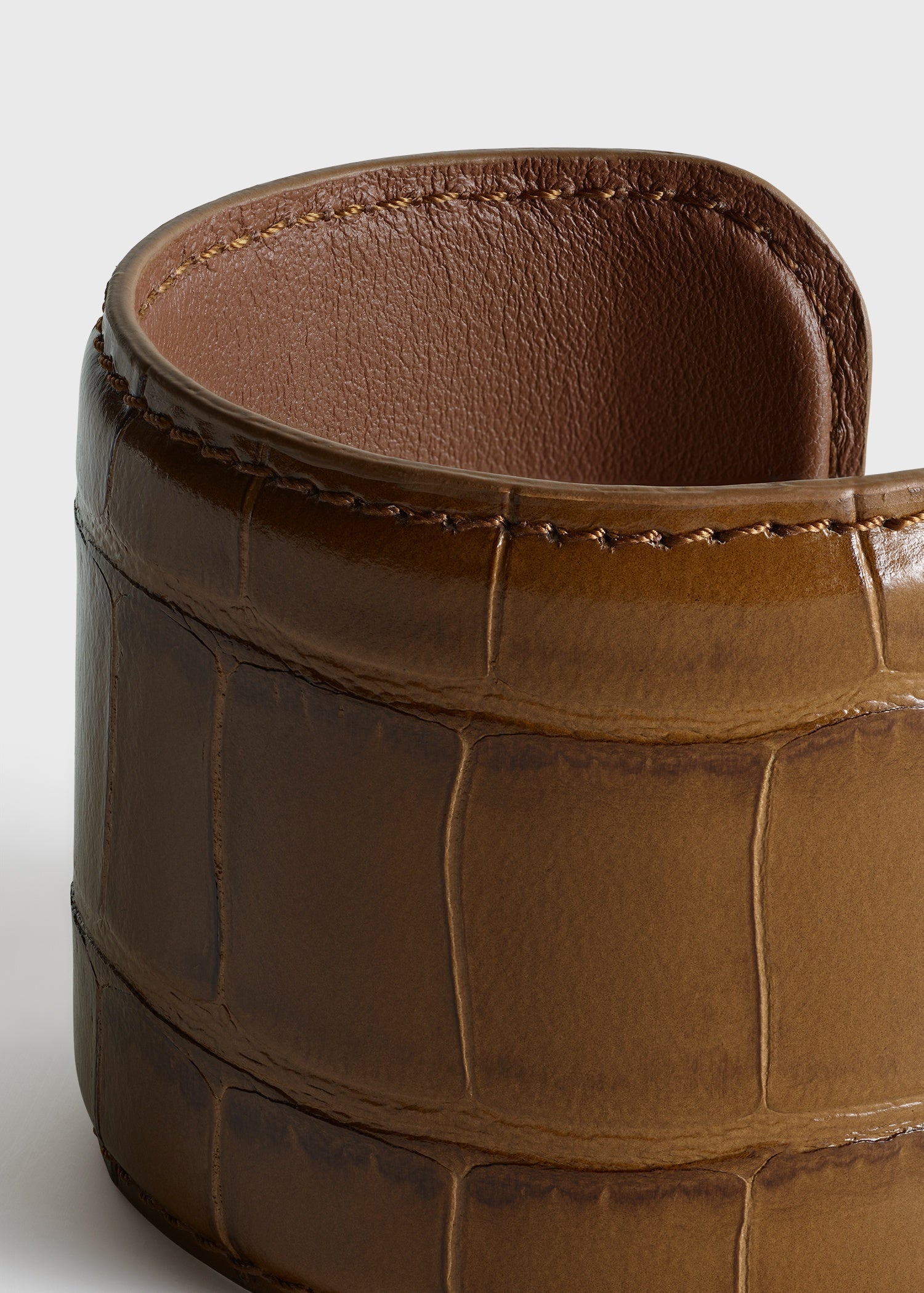 Croco-embossed cuff camel