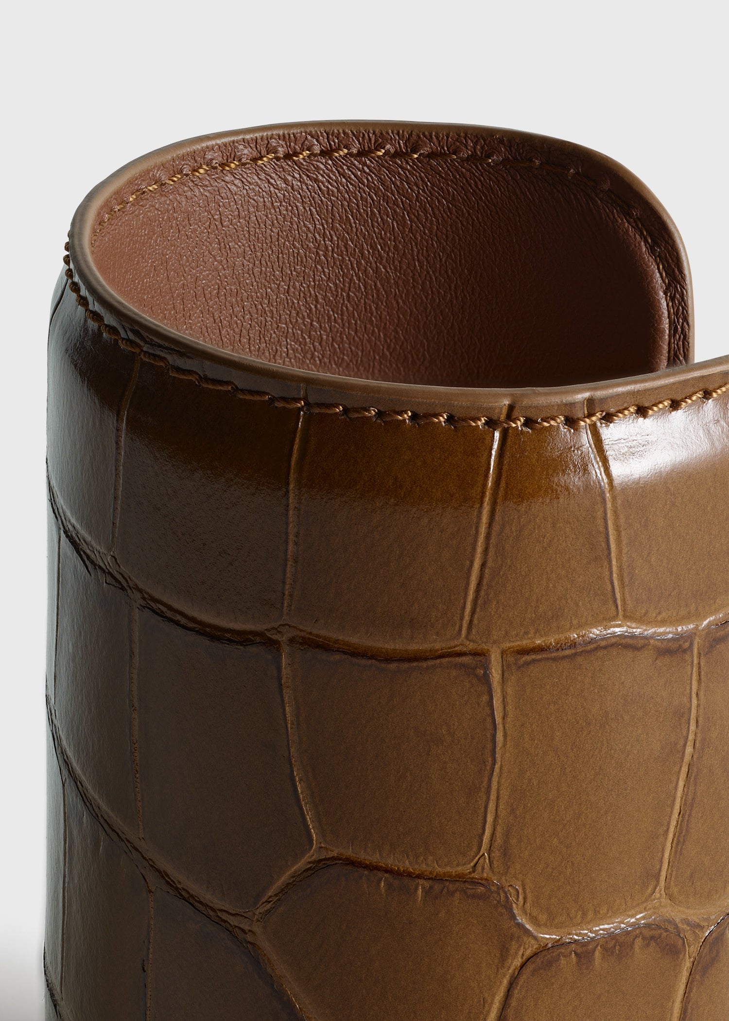 Long croco-embossed cuff camel