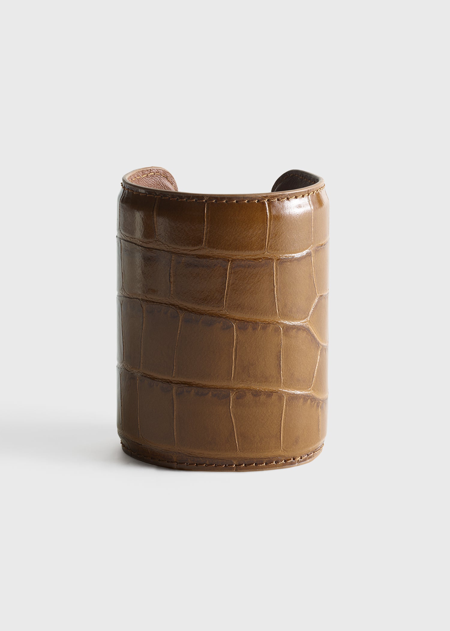 Long croco-embossed cuff camel