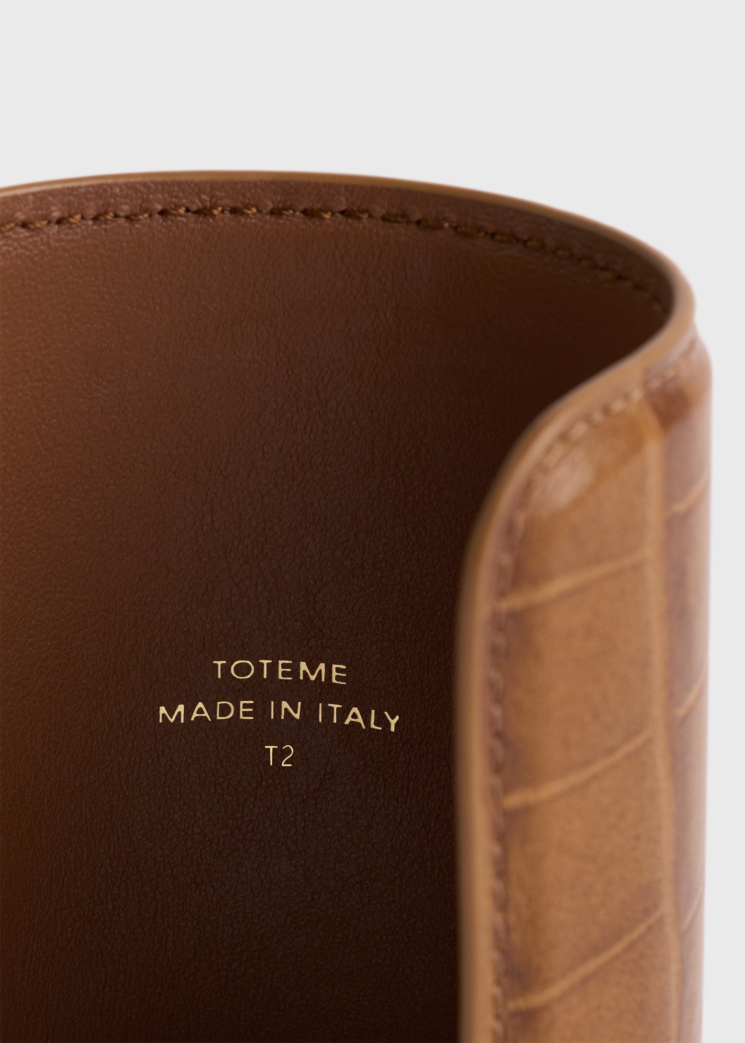 Long croco-embossed cuff camel