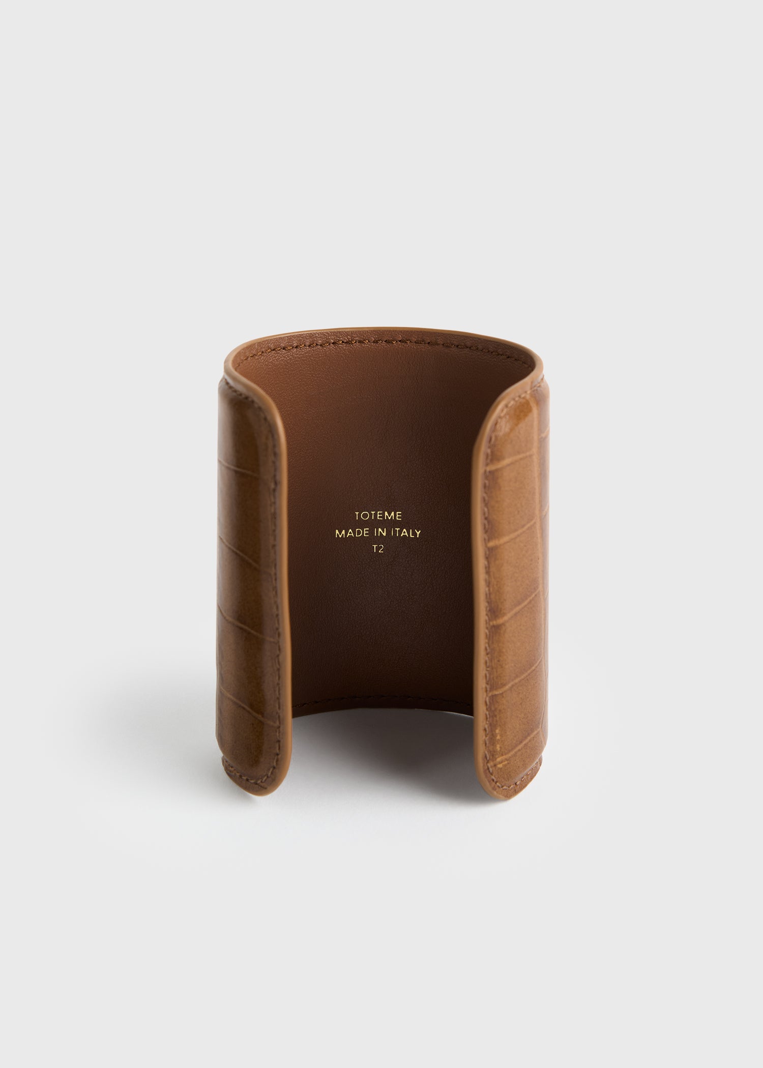 Long croco-embossed cuff camel