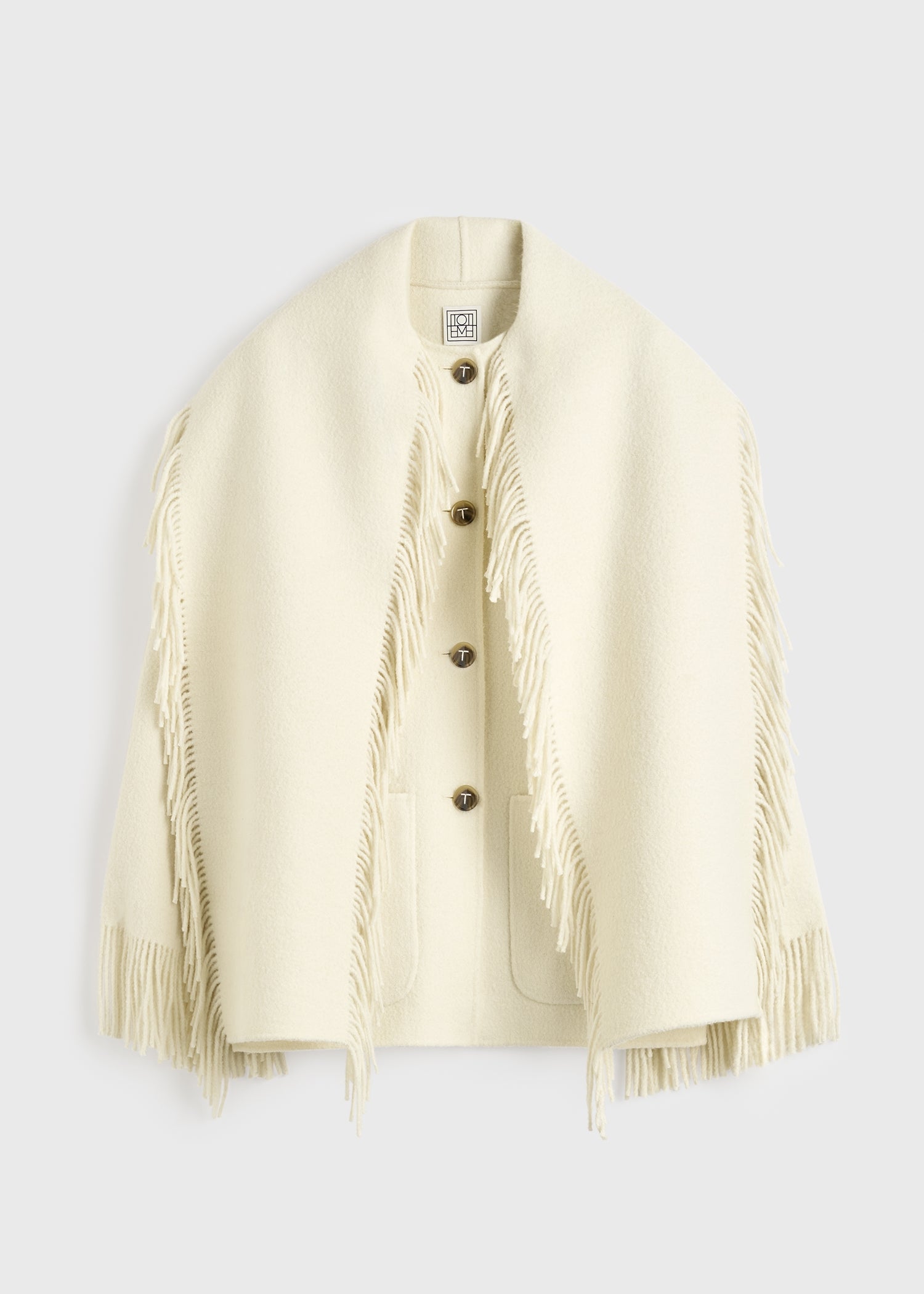 Fringed scarf jacket winter white