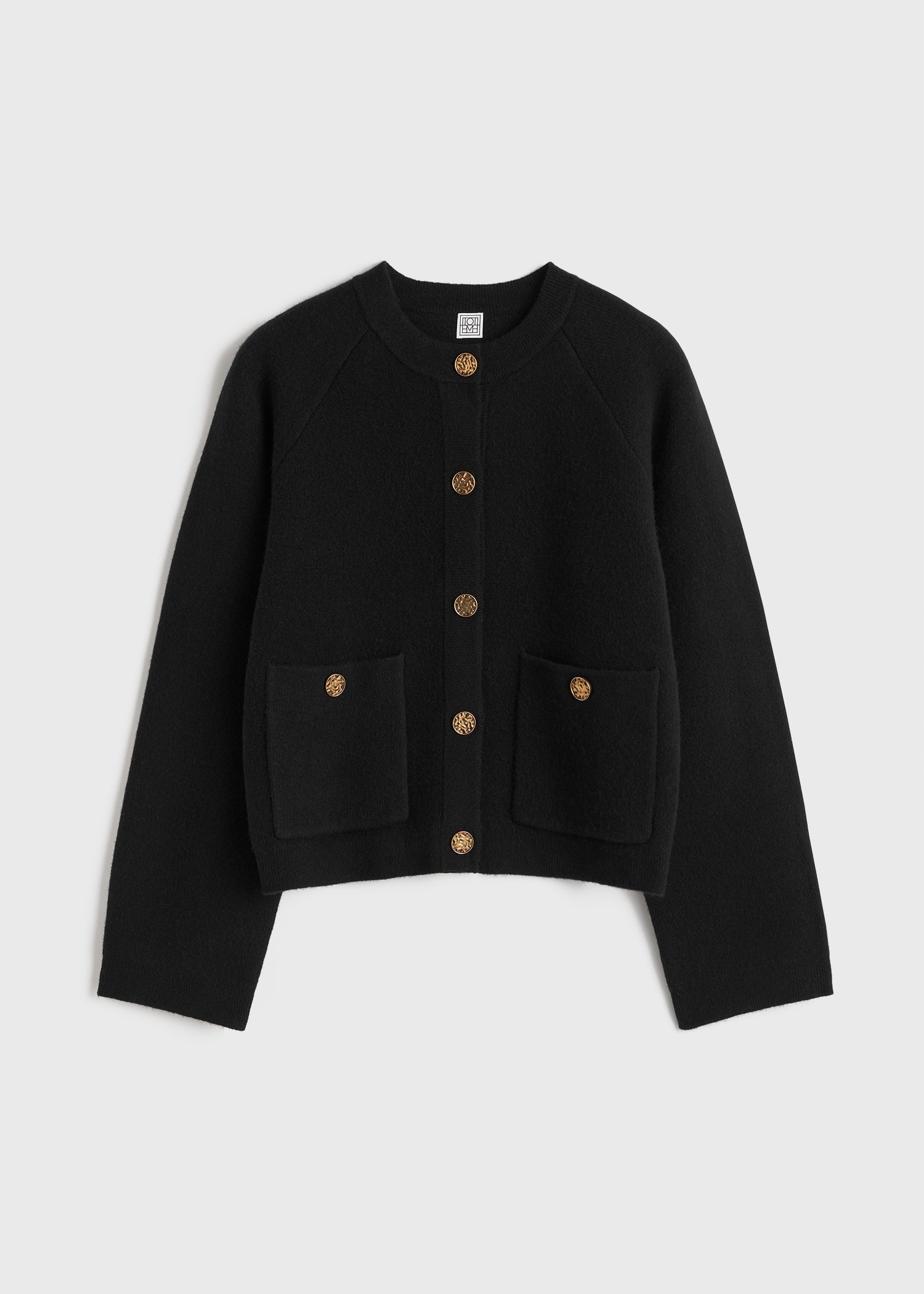 Hammered button cardigan black – TOTEME