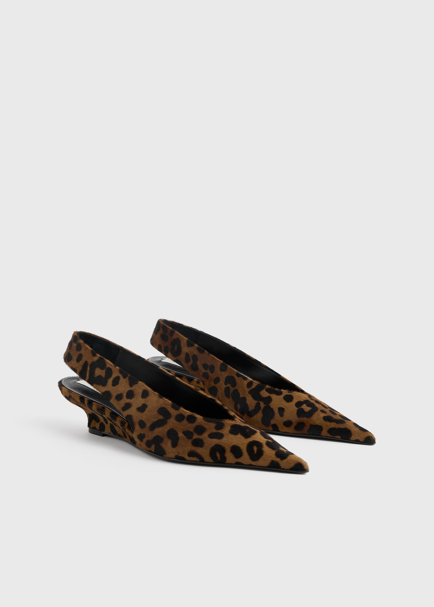 Wedge-heel pony hair slingbacks leopard