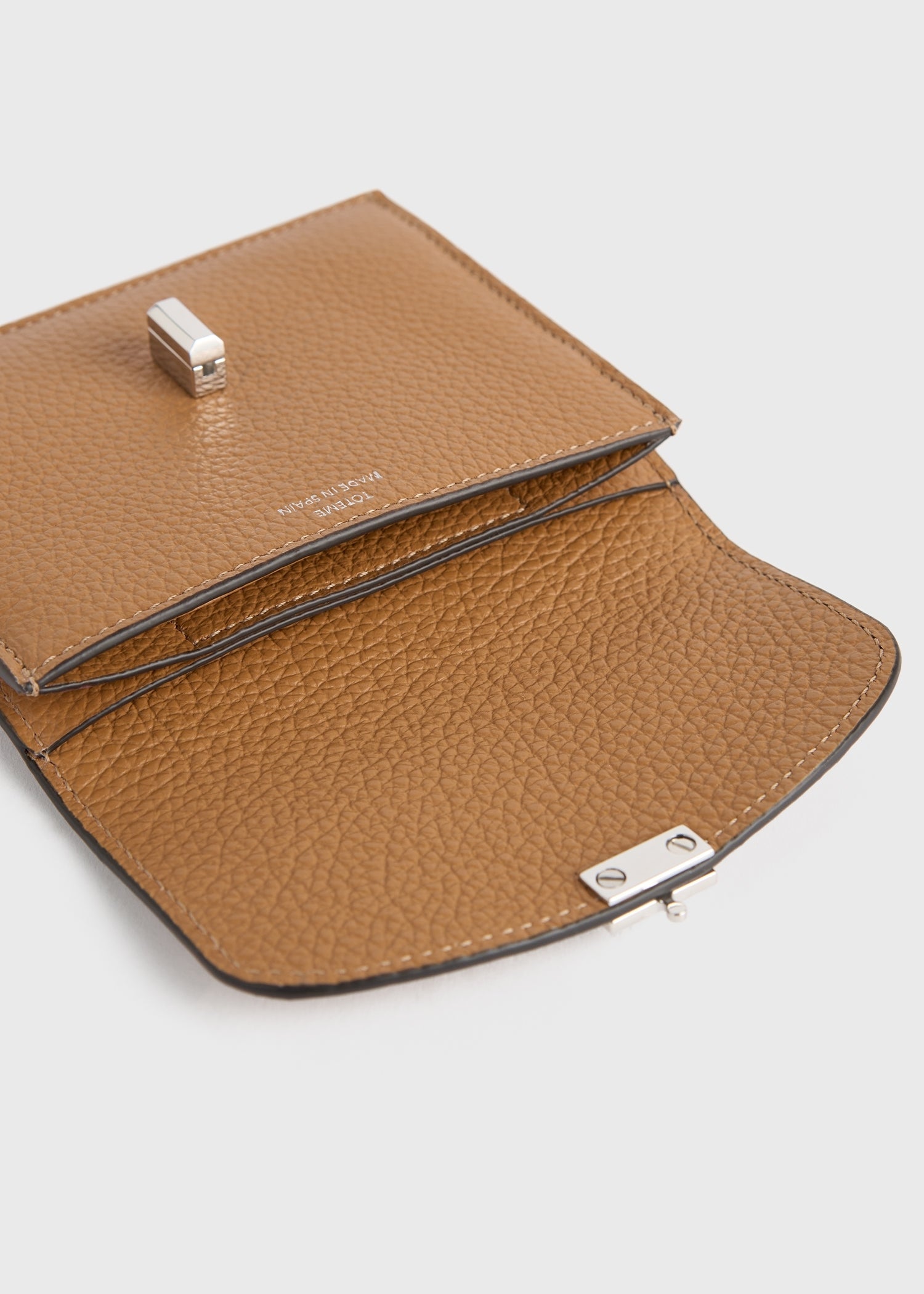 T-lock grained-leather cardholder tan