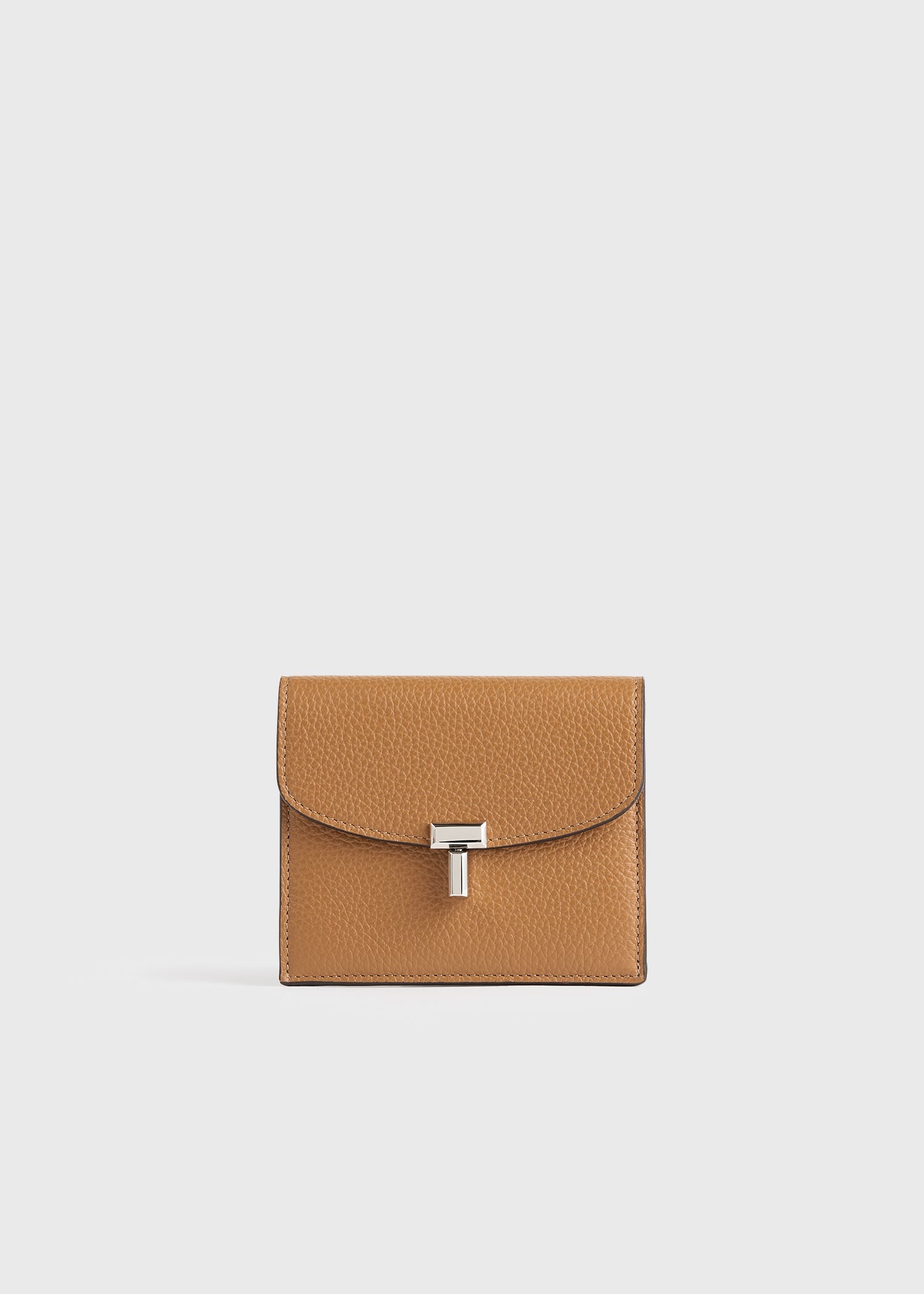 T-lock grained-leather cardholder tan