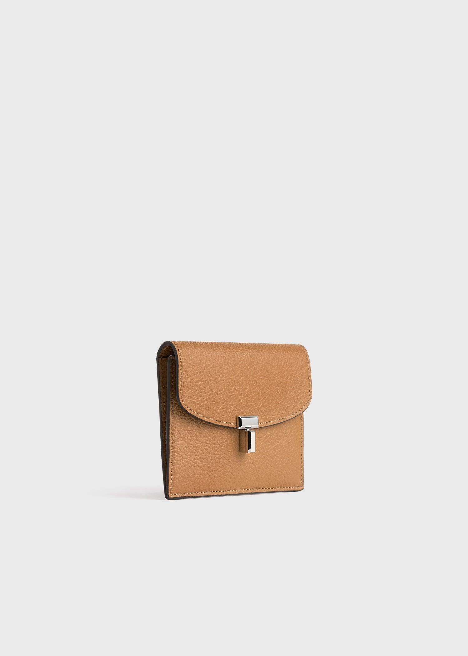 T-lock grained-leather cardholder tan
