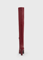 Nappa over-the-knee boots cherry