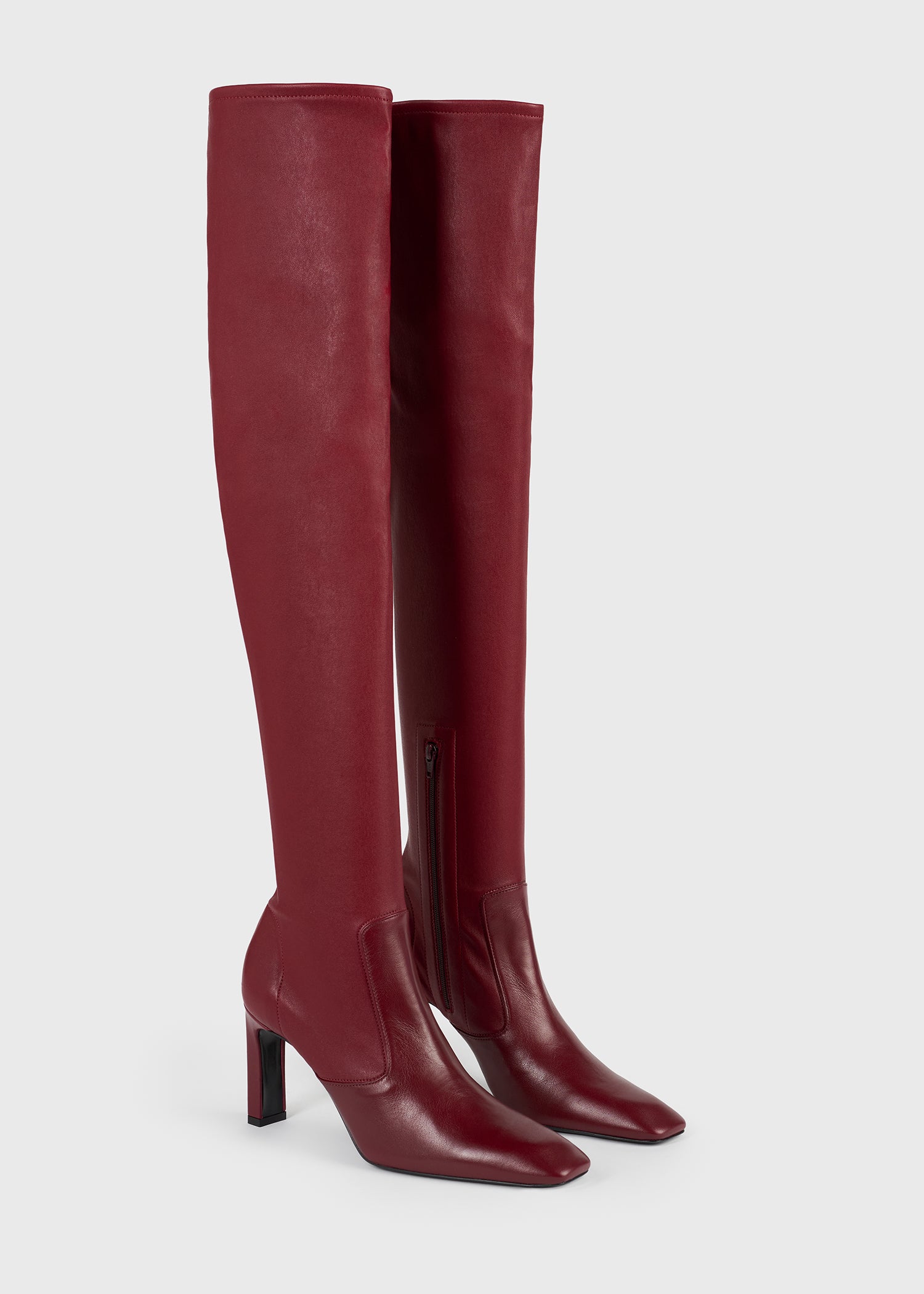 Nappa over-the-knee boots cherry