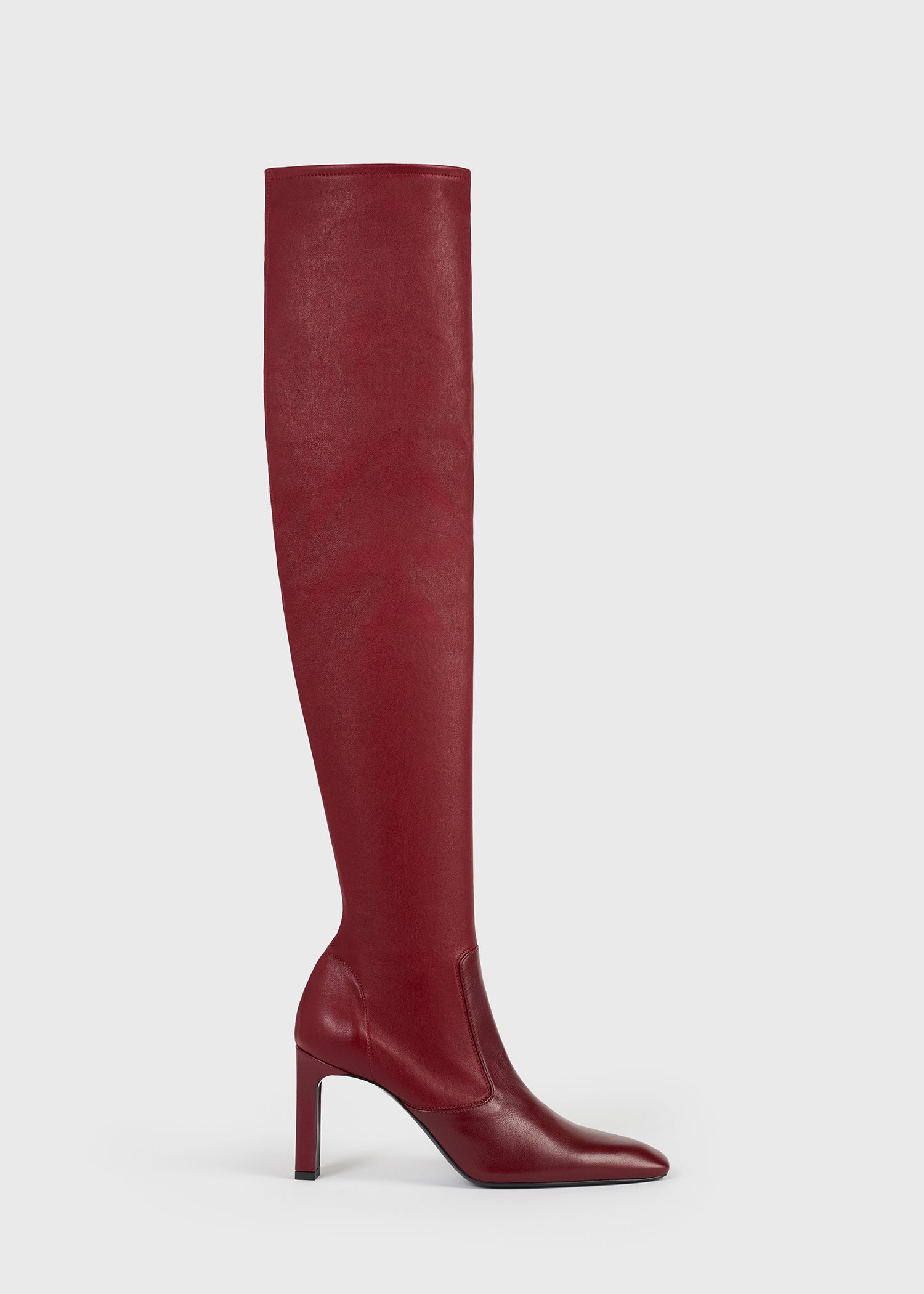 Nappa over-the-knee boots cherry