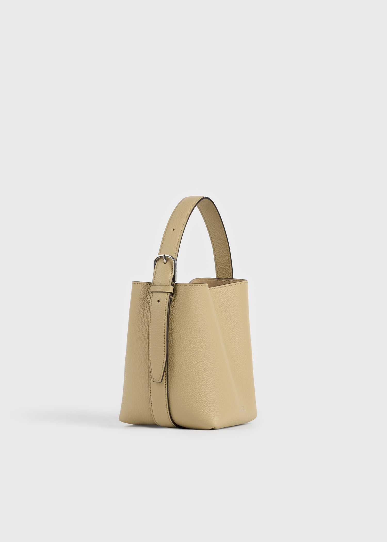 Small Belted grained-leather tote cashew