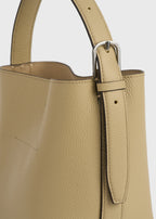 Small Belted grained-leather tote cashew