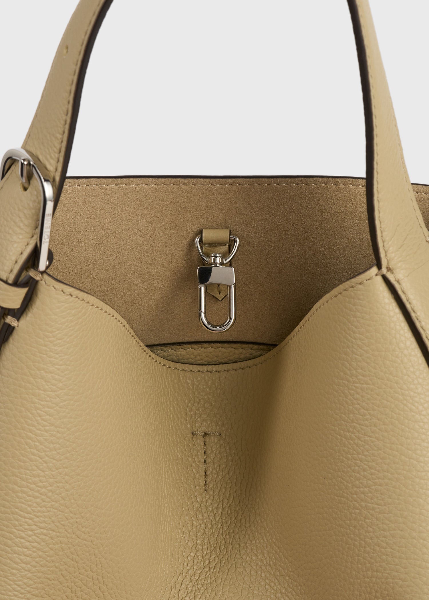 Small Belted grained-leather tote cashew