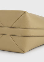 Small Belted grained-leather tote cashew