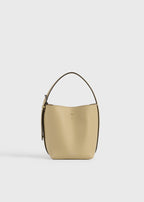 Small Belted grained-leather tote cashew