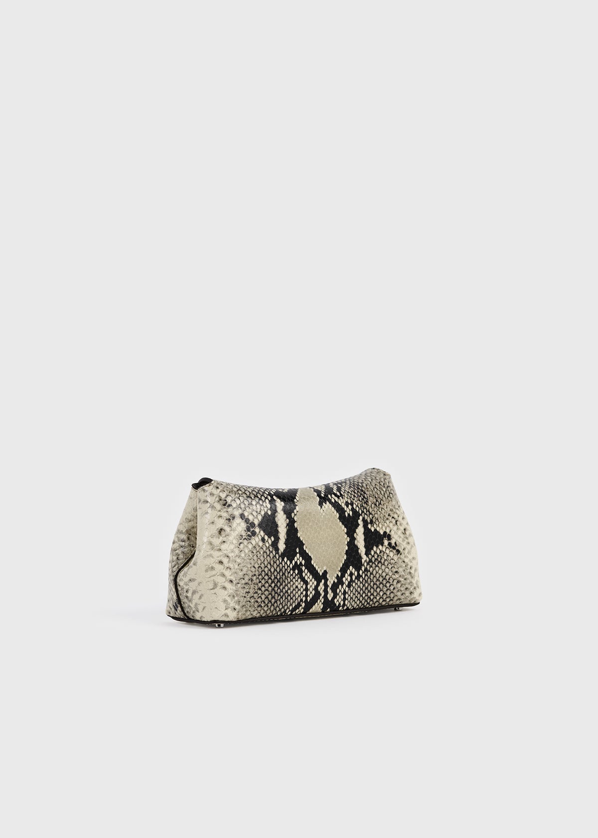 Mini t-lock python-embossed clutch black/ecru