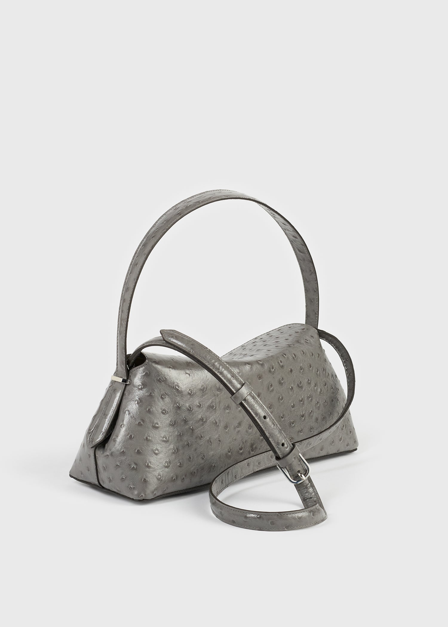 T-lock ostrich-embossed shoulder grey