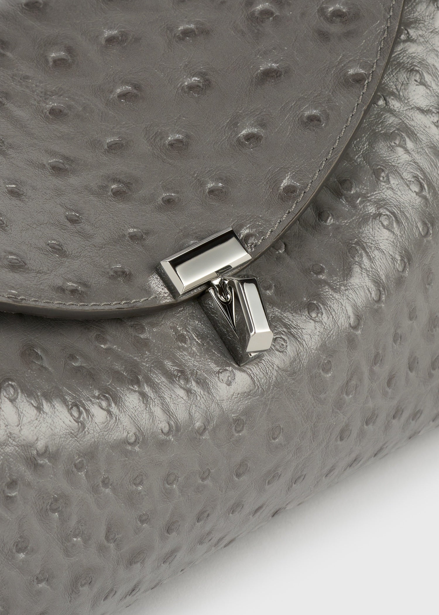 T-lock ostrich-embossed shoulder grey