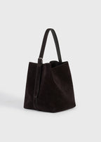 Medium belted suede tote espresso
