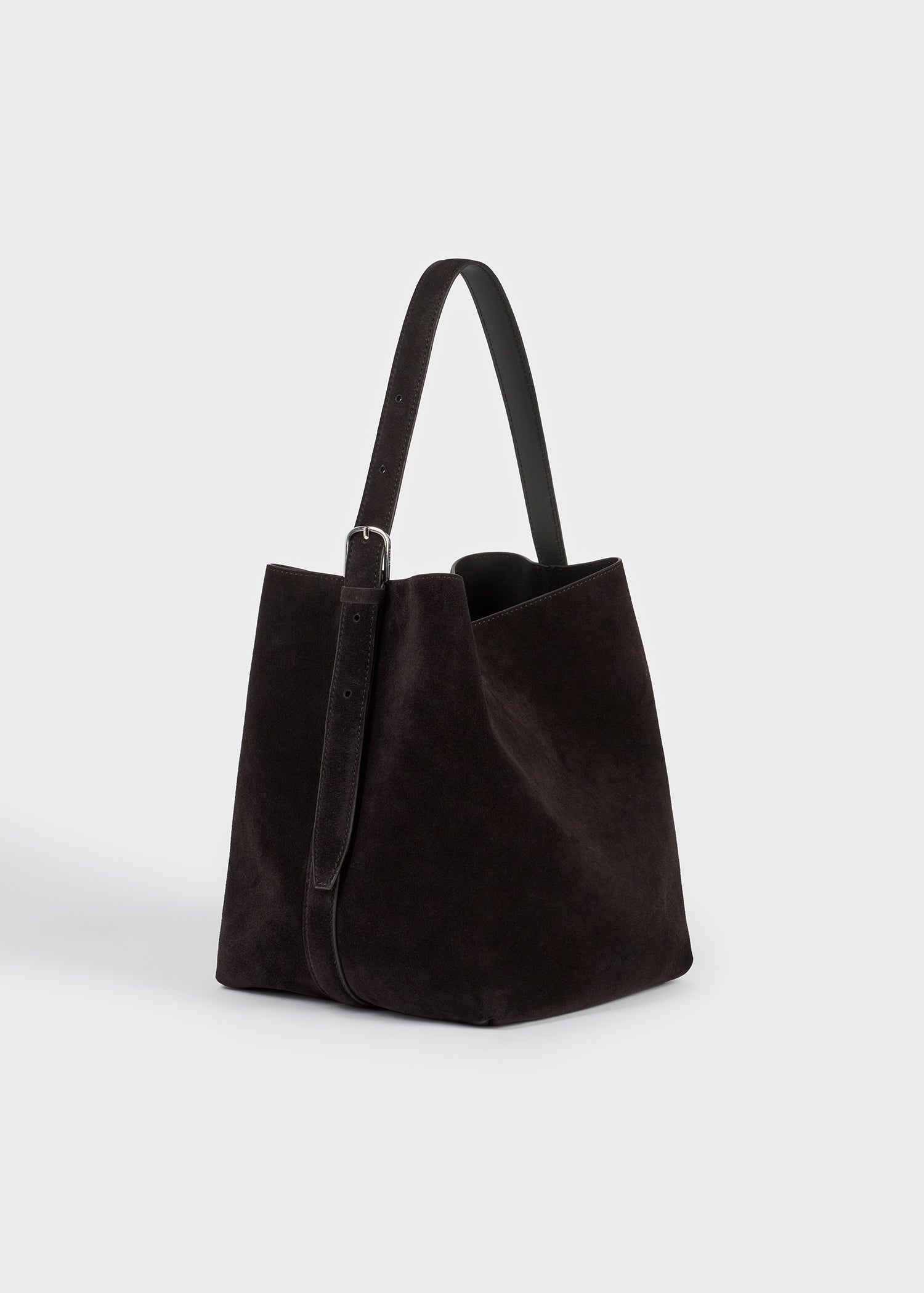 Medium belted suede tote espresso
