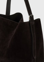 Medium belted suede tote espresso