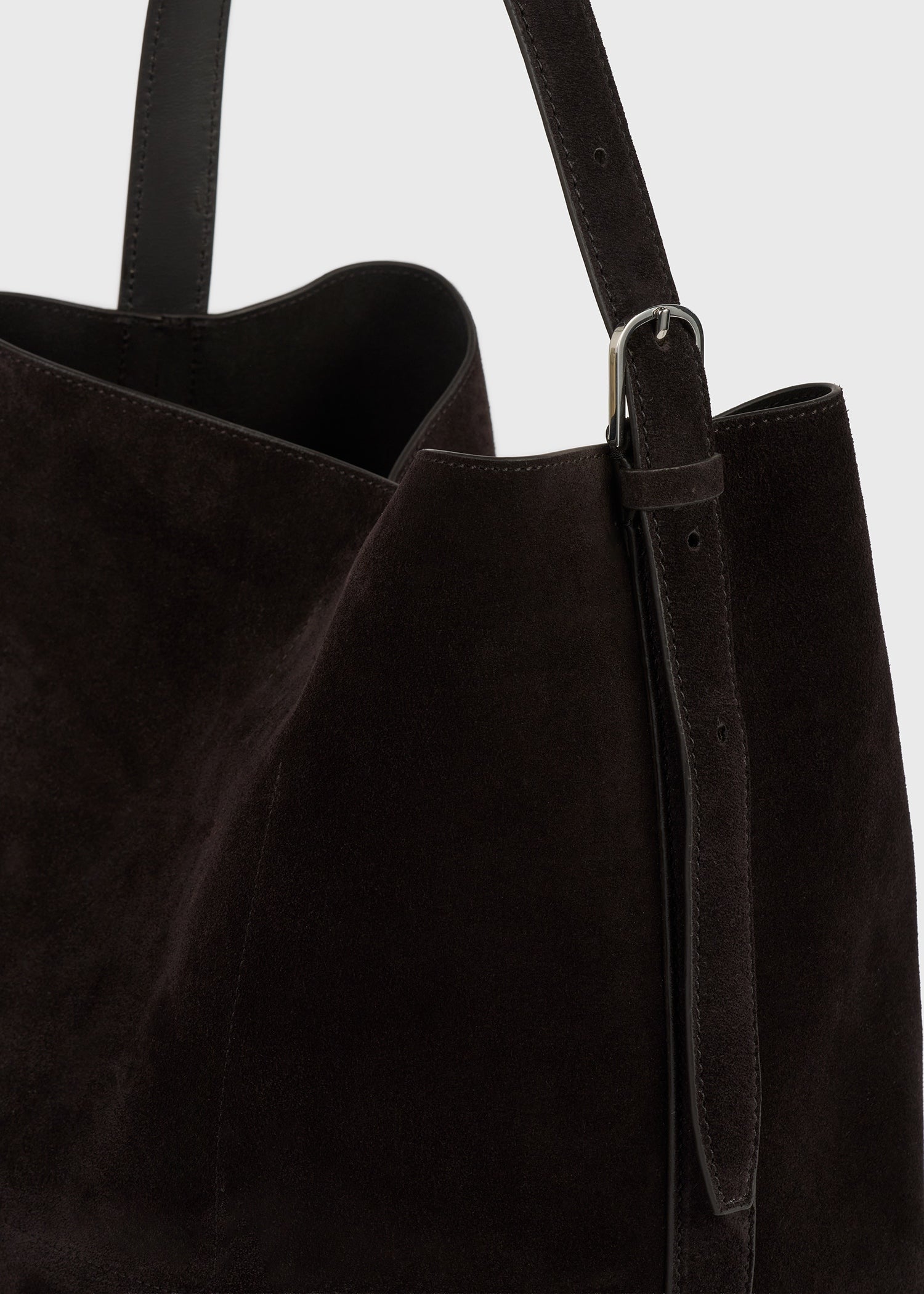 Medium belted suede tote espresso