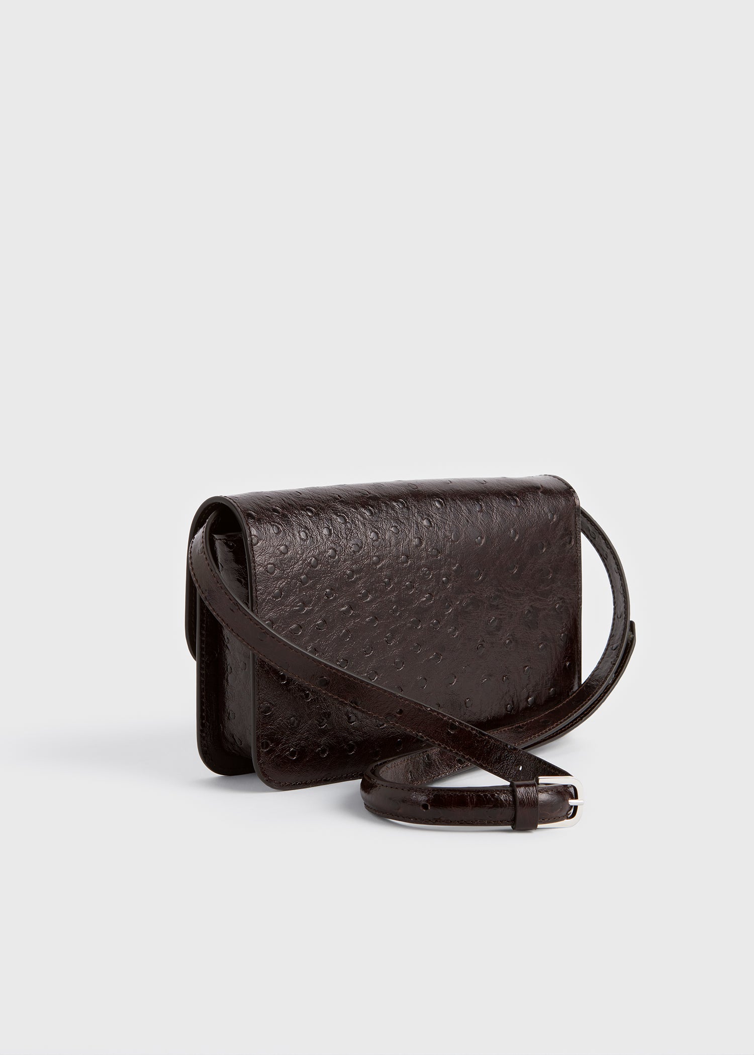 T-lock ostrich-embossed crossbody bordeaux